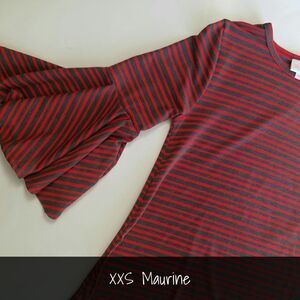 LuLaRoe Maurine Dress XXS Red Grey Stripes NEW